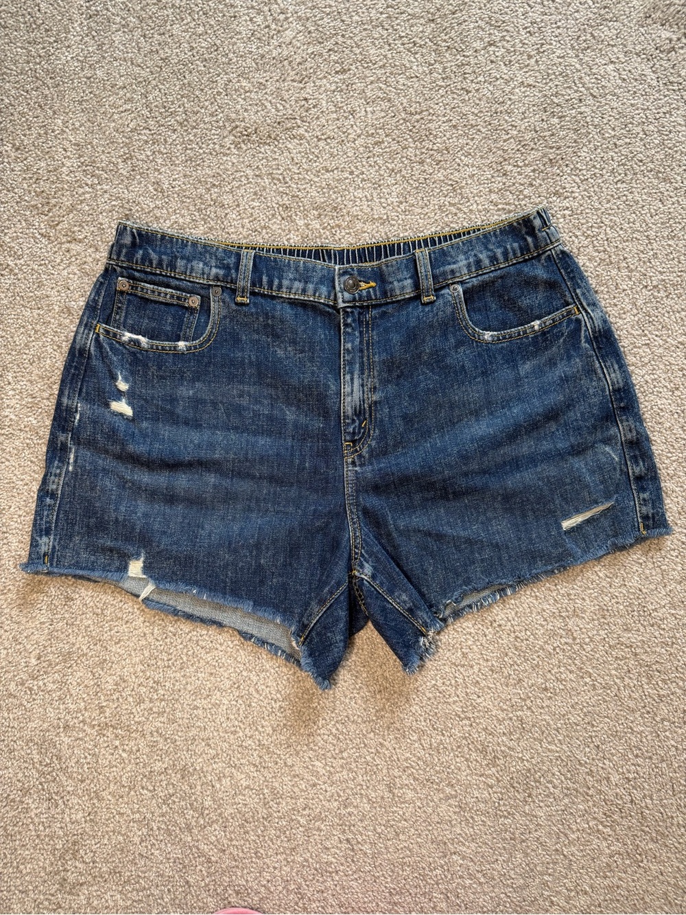 aerie Dark Blue Distressed Daydream Denim Shorts